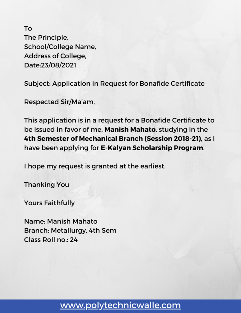 application letter for bonafide certificate from school in marathi